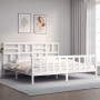 Weißer Massivholzbettrahmen mit Kopfteil 200x200 cm von vidaXL, Betten und Lattenroste - Ref: Foro24-3193097, Preis: 154,78 €...