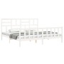 White solid wood bed frame with headboard 200x200 cm by vidaXL, Beds and slatted bases - Ref: Foro24-3193097, Price: 154,78 €...