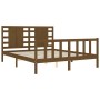 Estructura de cama con cabecero madera marrón miel 160x200 cm