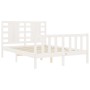 Weißer Massivholzbettrahmen mit Kopfteil 120x200 cm von vidaXL, Betten und Lattenroste - Ref: Foro24-3192812, Preis: 133,43 €...