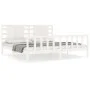 White solid wood bed frame with headboard 200x200cm by vidaXL, Beds and slatted bases - Ref: Foro24-3192837, Price: 169,65 €,...