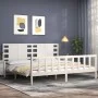 White solid wood bed frame with headboard 200x200cm by vidaXL, Beds and slatted bases - Ref: Foro24-3192837, Price: 169,65 €,...
