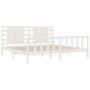 White solid wood bed frame with headboard 200x200cm by vidaXL, Beds and slatted bases - Ref: Foro24-3192837, Price: 172,17 €,...