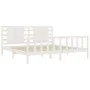 White solid wood bed frame with headboard 200x200cm by vidaXL, Beds and slatted bases - Ref: Foro24-3192837, Price: 169,65 €,...