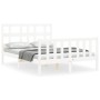 White solid wood bed frame with headboard 140x190 cm by vidaXL, Beds and slatted bases - Ref: Foro24-3192992, Price: 139,38 €...