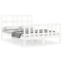 White solid wood bed frame with headboard 140x190 cm by vidaXL, Beds and slatted bases - Ref: Foro24-3192992, Price: 134,95 €...