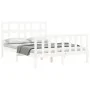 White solid wood bed frame with headboard 140x190 cm by vidaXL, Beds and slatted bases - Ref: Foro24-3192992, Price: 134,95 €...