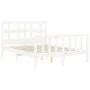 White solid wood bed frame with headboard 140x190 cm by vidaXL, Beds and slatted bases - Ref: Foro24-3192992, Price: 134,95 €...