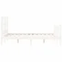White solid wood bed frame with headboard 140x190 cm by vidaXL, Beds and slatted bases - Ref: Foro24-3192992, Price: 134,95 €...