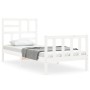 White solid wood bed frame with headboard by vidaXL, Beds and slatted bases - Ref: Foro24-3193042, Price: 101,17 €, Discount: %