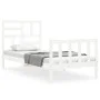 White solid wood bed frame with headboard by vidaXL, Beds and slatted bases - Ref: Foro24-3193042, Price: 99,85 €, Discount: %