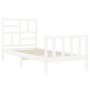 White solid wood bed frame with headboard by vidaXL, Beds and slatted bases - Ref: Foro24-3193042, Price: 101,17 €, Discount: %