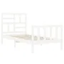 White solid wood bed frame with headboard by vidaXL, Beds and slatted bases - Ref: Foro24-3193042, Price: 99,85 €, Discount: %