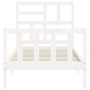 Estructura de cama con cabecero madera maciza blanco de vidaXL, Camas y somieres - Ref: Foro24-3193042, Precio: 101,17 €, Des...