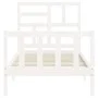 White solid wood bed frame with headboard by vidaXL, Beds and slatted bases - Ref: Foro24-3193042, Price: 99,85 €, Discount: %