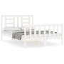 White solid wood bed frame with headboard 140x200 cm by vidaXL, Beds and slatted bases - Ref: Foro24-3192882, Price: 132,41 €...