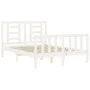 White solid wood bed frame with headboard 140x200 cm by vidaXL, Beds and slatted bases - Ref: Foro24-3192882, Price: 130,74 €...