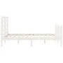 White solid wood bed frame with headboard 140x200 cm by vidaXL, Beds and slatted bases - Ref: Foro24-3192882, Price: 130,74 €...