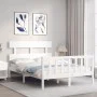 Estructura cama de matrimonio con cabecero madera maciza blanco de vidaXL, Camas y somieres - Ref: Foro24-3193242, Precio: 12...