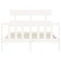 Estructura cama de matrimonio con cabecero madera maciza blanco de vidaXL, Camas y somieres - Ref: Foro24-3193242, Precio: 12...