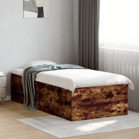 Estructura de cama madera de ingeniería roble humo 100x200 cm en Camas y somieres | Comprar online en Foro24