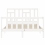 Weißer Massivholzbettrahmen mit Kopfteil 120x200 cm von vidaXL, Betten und Lattenroste - Ref: Foro24-3193137, Preis: 128,78 €...