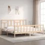 Bed frame with solid wood headboard 200x200 cm by vidaXL, Beds and slatted bases - Ref: Foro24-3193161, Price: 140,03 €, Disc...