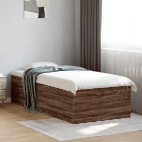 Estructura de cama madera de ingeniería marrón roble 100x200 cm en Camas y somieres | Comprar online en Foro24