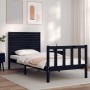 Single bed frame with black solid wood headboard by vidaXL, Beds and slatted bases - Ref: Foro24-3193170, Price: 136,81 €, Di...