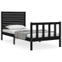 Single bed frame with black solid wood headboard by vidaXL, Beds and slatted bases - Ref: Foro24-3193170, Price: 136,81 €, Di...