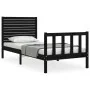 Single bed frame with black solid wood headboard by vidaXL, Beds and slatted bases - Ref: Foro24-3193170, Price: 134,99 €, Di...