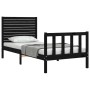 Single bed frame with black solid wood headboard by vidaXL, Beds and slatted bases - Ref: Foro24-3193170, Price: 136,81 €, Di...