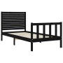 Single bed frame with black solid wood headboard by vidaXL, Beds and slatted bases - Ref: Foro24-3193170, Price: 136,81 €, Di...