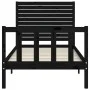 Single bed frame with black solid wood headboard by vidaXL, Beds and slatted bases - Ref: Foro24-3193170, Price: 134,99 €, Di...