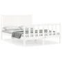 White solid wood bed frame with headboard 140x200 cm by vidaXL, Beds and slatted bases - Ref: Foro24-3192947, Price: 155,17 €...