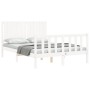 White solid wood bed frame with headboard 140x200 cm by vidaXL, Beds and slatted bases - Ref: Foro24-3192947, Price: 157,14 €...