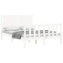 White solid wood bed frame with headboard 140x200 cm by vidaXL, Beds and slatted bases - Ref: Foro24-3192947, Price: 155,17 €...