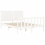 Weißer Massivholzbettrahmen mit Kopfteil 140x200 cm von vidaXL, Betten und Lattenroste - Ref: Foro24-3192947, Preis: 157,14 €...