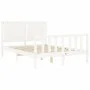 White solid wood bed frame with headboard 140x200 cm by vidaXL, Beds and slatted bases - Ref: Foro24-3192947, Price: 155,17 €...