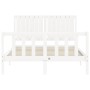 White solid wood bed frame with headboard 140x200 cm by vidaXL, Beds and slatted bases - Ref: Foro24-3192947, Price: 157,14 €...