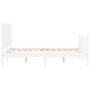 White solid wood bed frame with headboard 140x200 cm by vidaXL, Beds and slatted bases - Ref: Foro24-3192947, Price: 157,14 €...