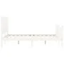 White solid wood bed frame with headboard 140x200 cm by vidaXL, Beds and slatted bases - Ref: Foro24-3192947, Price: 155,17 €...