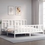 Weißer Massivholzbettrahmen mit Kopfteil 200x200 cm von vidaXL, Betten und Lattenroste - Ref: Foro24-3193162, Preis: 153,74 €...