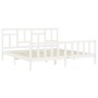 Weißer Massivholzbettrahmen mit Kopfteil 200x200 cm von vidaXL, Betten und Lattenroste - Ref: Foro24-3193162, Preis: 153,74 €...