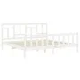 White solid wood bed frame with headboard 200x200 cm by vidaXL, Beds and slatted bases - Ref: Foro24-3193162, Price: 151,46 €...