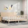Bed frame with solid wood headboard 200x200 cm by vidaXL, Beds and slatted bases - Ref: Foro24-3192771, Price: 184,69 €, Disc...