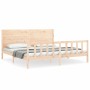 Bed frame with solid wood headboard 200x200 cm by vidaXL, Beds and slatted bases - Ref: Foro24-3192771, Price: 187,03 €, Disc...