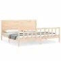 Bed frame with solid wood headboard 200x200 cm by vidaXL, Beds and slatted bases - Ref: Foro24-3192771, Price: 184,69 €, Disc...