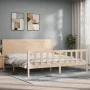 Bed frame with solid wood headboard 200x200 cm by vidaXL, Beds and slatted bases - Ref: Foro24-3192771, Price: 184,69 €, Disc...