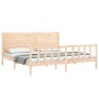Bed frame with solid wood headboard 200x200 cm by vidaXL, Beds and slatted bases - Ref: Foro24-3192771, Price: 187,03 €, Disc...